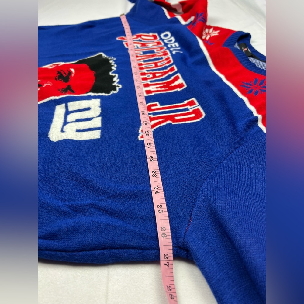 NFL Team Apparel NY Giants ODELL BECKHAM Ugly Christmas Sweater 2XL - Picture 5 of 7